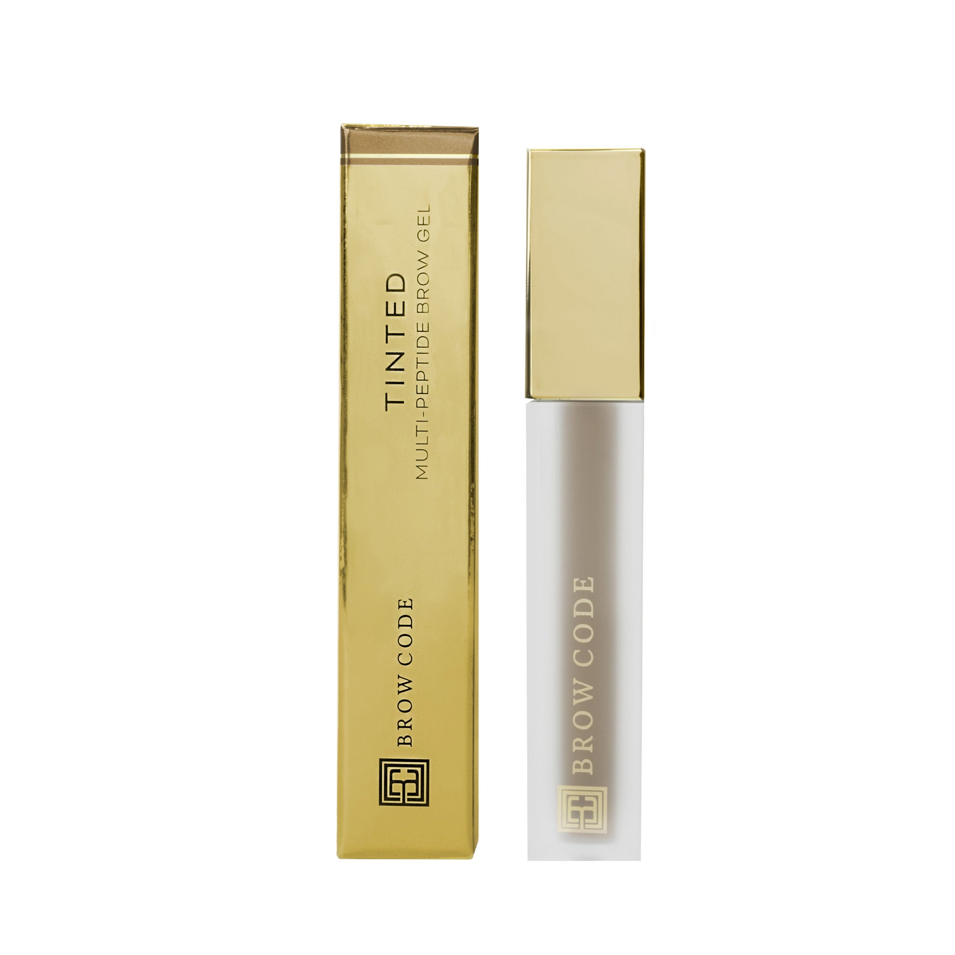 Tinted Multi-Peptide Brow Gel - Color-Taupe - product alongside packaging against a white background
