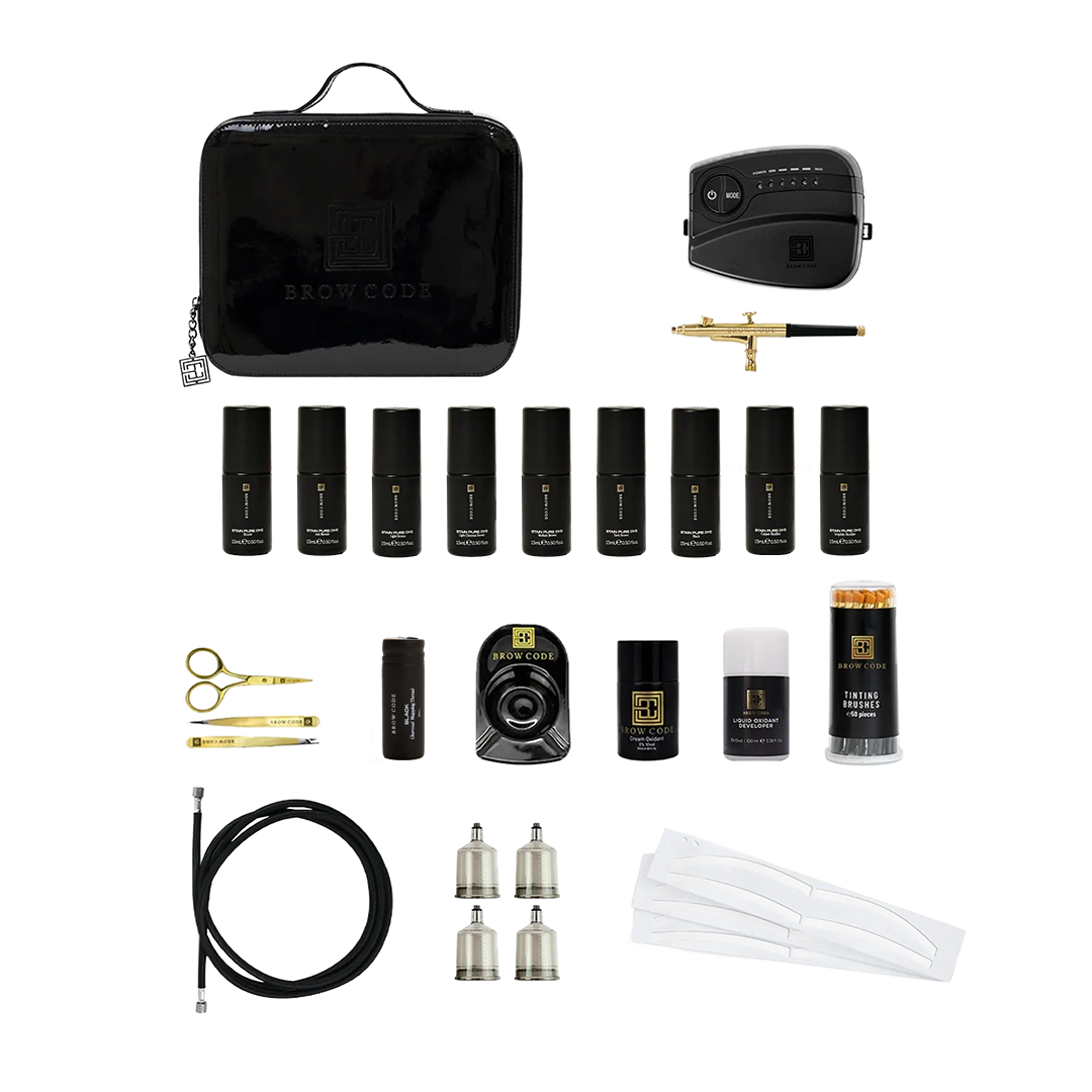 Professional Stain Pure Dye Brow Kit With Airbrush Machine, Silicone E ...