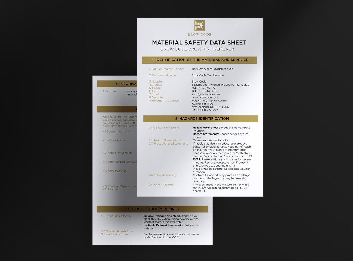 Mdsd Code Brow Code Professional Lamination Range Material Safety Data (MSDS)#N ...